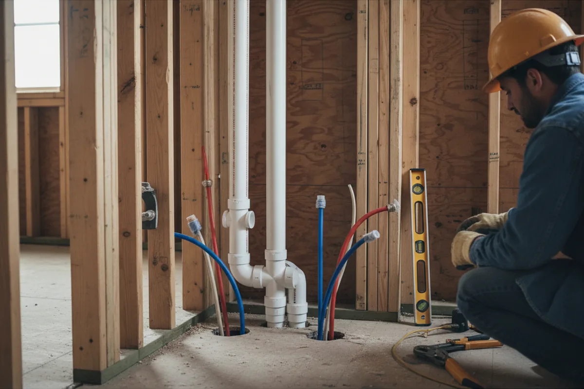 Drain and supply rough-in during Leak Detection in Toluca